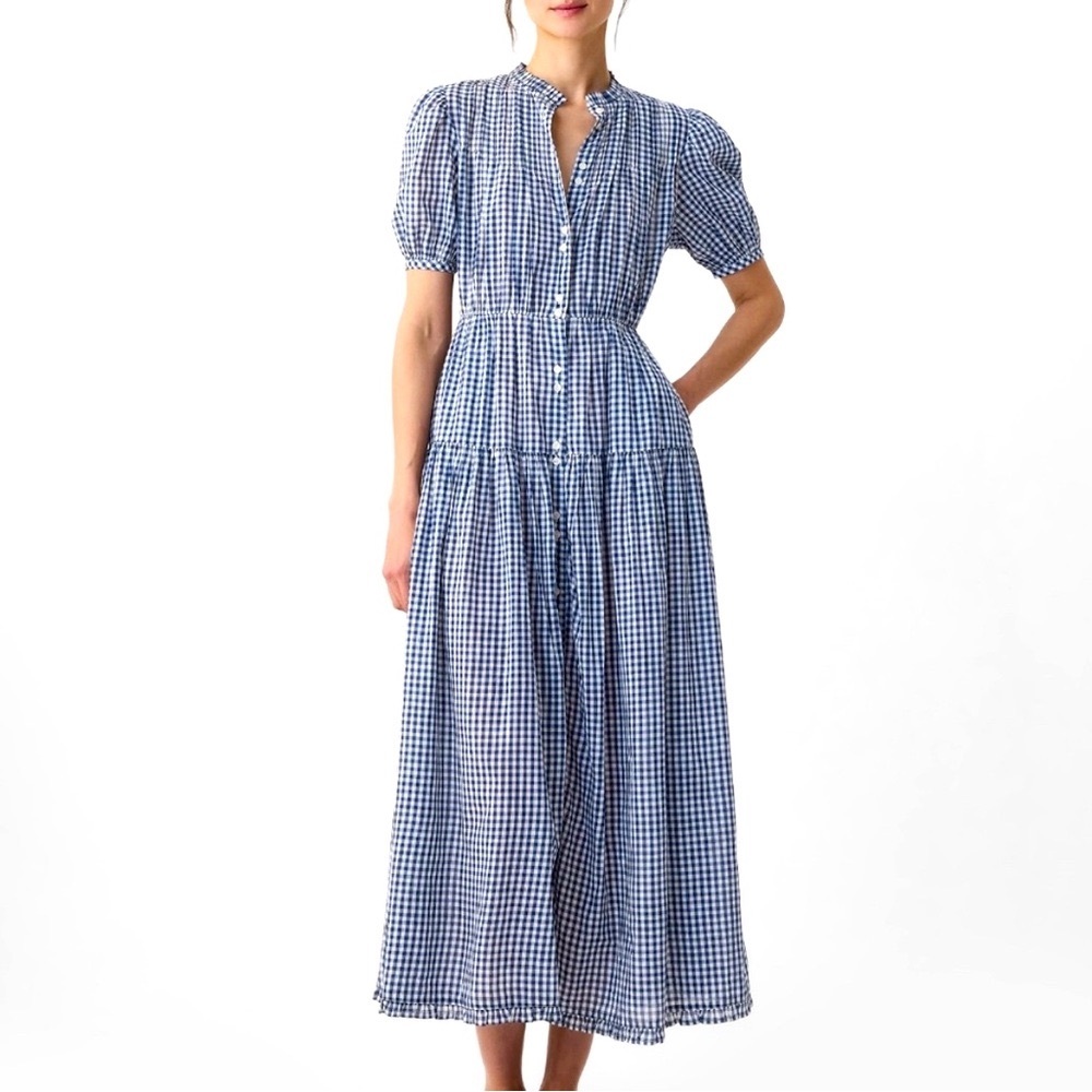 Gap x DÔEN blue gingham maxi dress